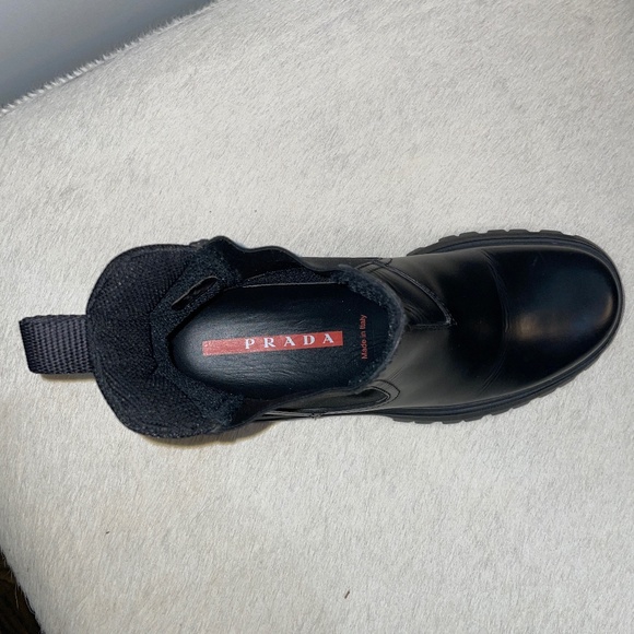Prada Monolith Brushed Leather Chelsea Boots - Picture 6 of 6